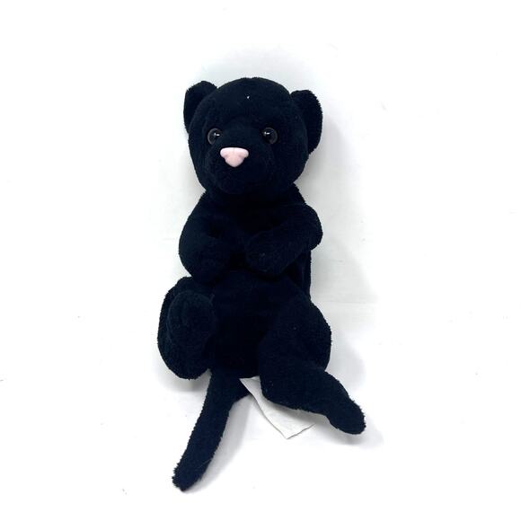 E&J Classic Baby Black Panther Plush Leopard Jaguar Cub Kitten Beanie VTG 9"